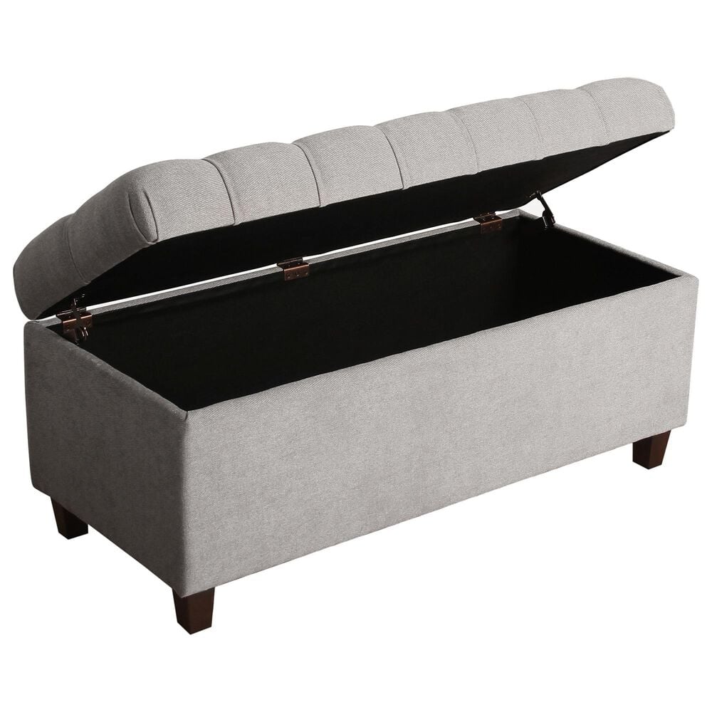 Kinfine Ainsley Storage Bench with Gray Cushion in Dark Walnut, , large