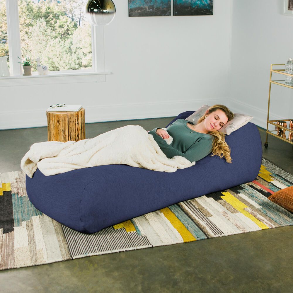Jaxx Arlo Chaise Lounge Bean Bag Chair in Navy Blue, , large