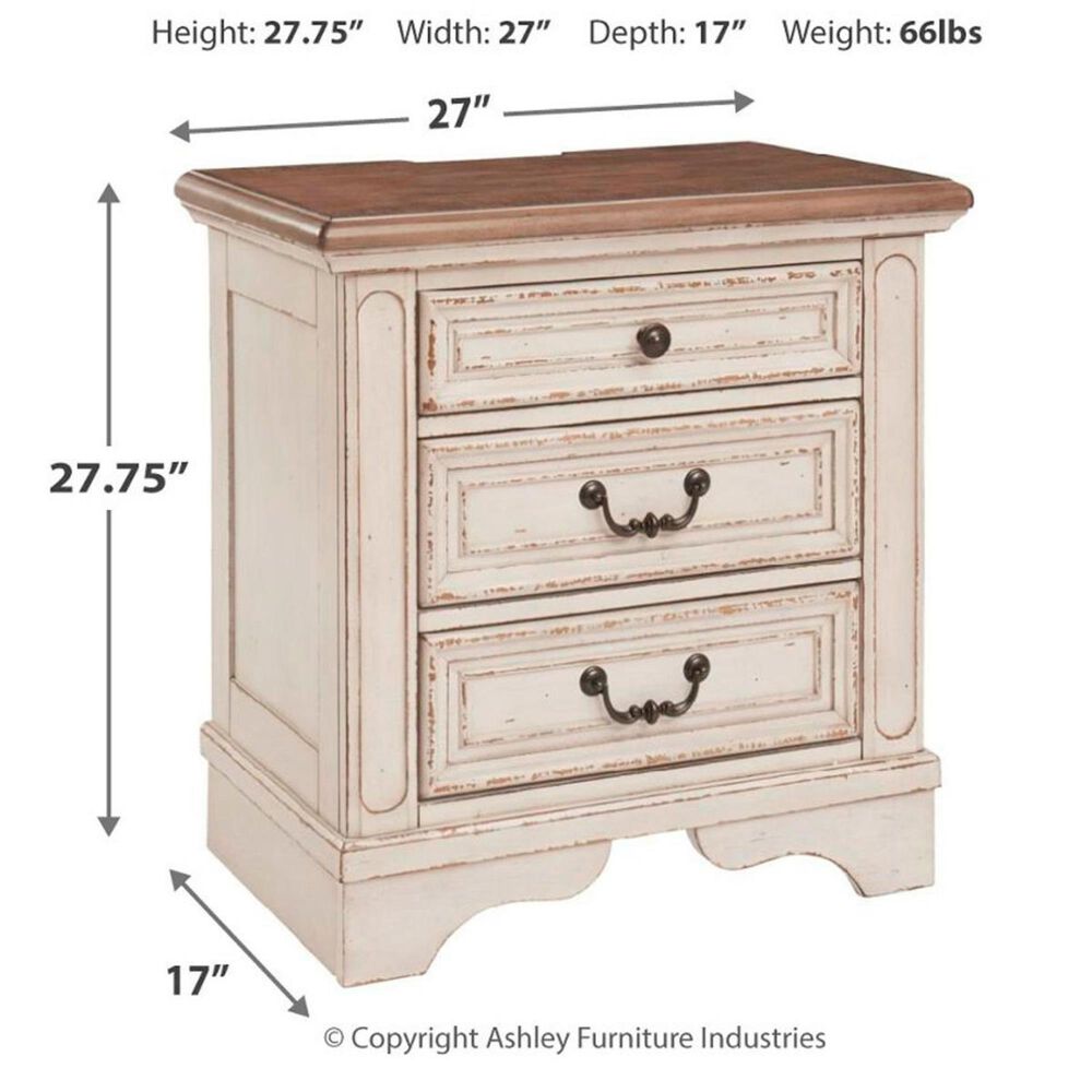 Signature Design by Ashley Realyn 4 Piece King Panel Bed Set in Chipped White and Brown, , large