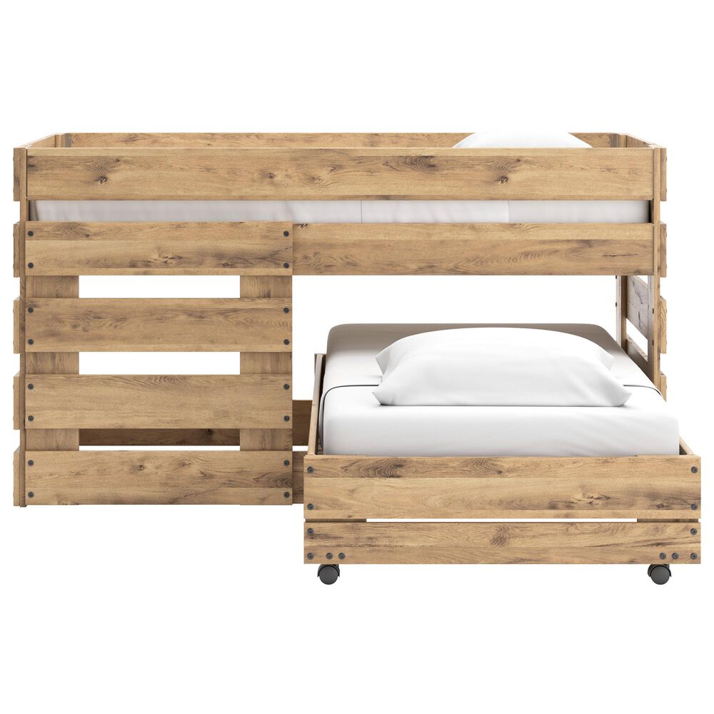 Ashley Larstin Twin Loft Caster Bed in Tan and Brown, , large
