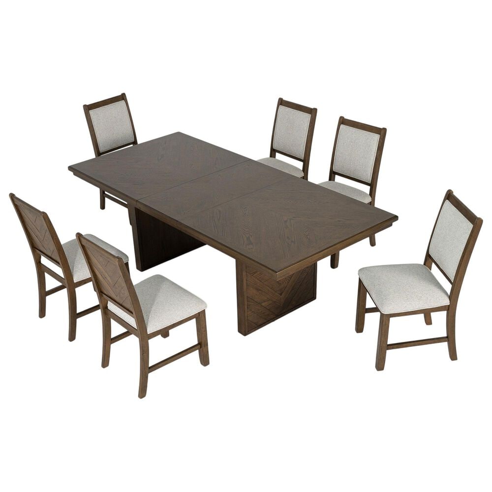 Furniture of America Virex Extendable 7-Piece Dining Table Set in Dark Walnut, , large