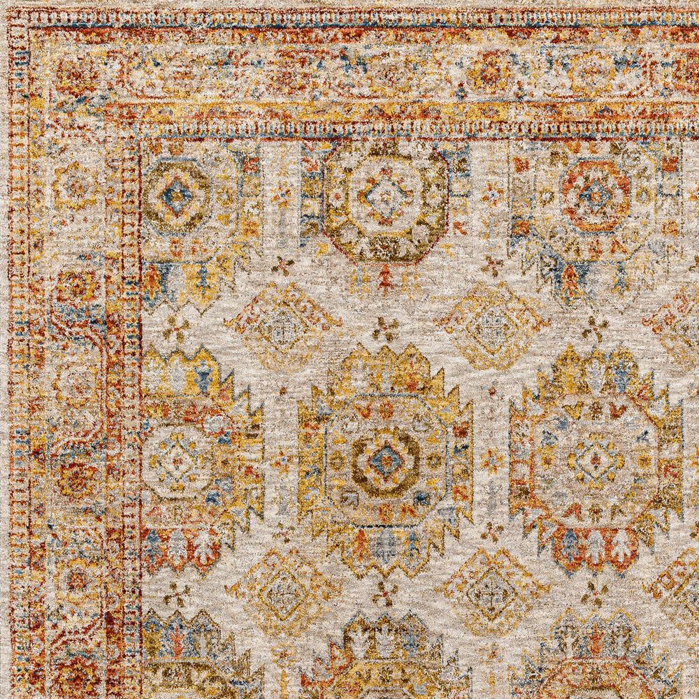 Surya Mona Lisa 5&#39;3&quot; Round Tan, Mustard, Brick Red, Sage, Olive, Dark Blue and Burgundy Area Rug, , large