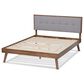 Baxton Studio Alke King Platform Bed with Light Grey Fabric in Walnut Brown, , large