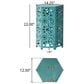 Hearth and Haven Galore 14" Outdoor Hexagon Metal Side Table with Sunburst Cut Out Design in Teal, , large