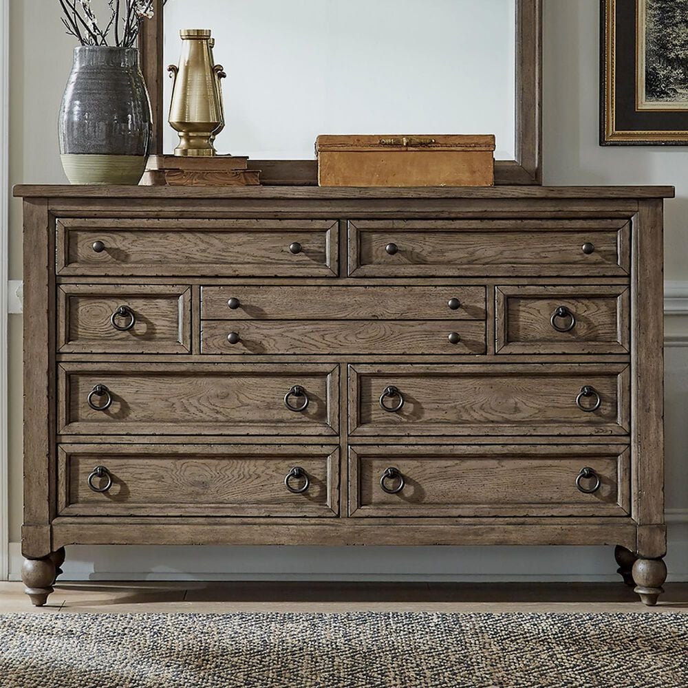 Belle Furnishings Americana Farmhouse 9 Drawer Dresser in Dusty Taupe and Black, , large