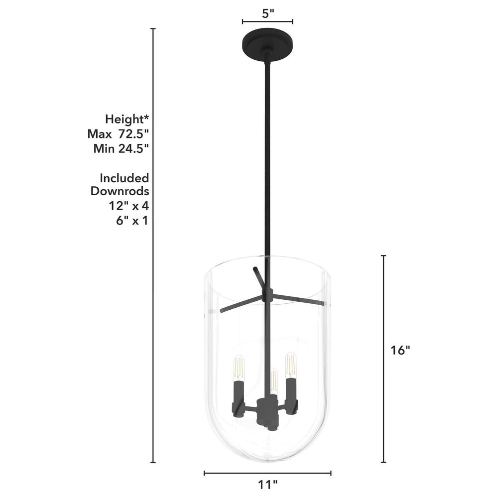 Hunter Sacha 3-Light Cloche Pendant in Natural Iron, , large