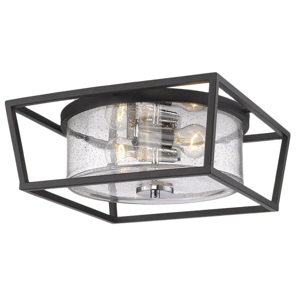Golden Lighting Mercer Flush Mount in Black with Seeded Glass, , large