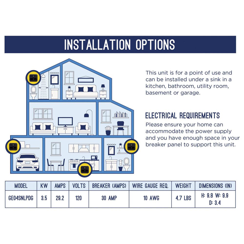 GE Appliances 3.5 kW Tankless Electric Water Heater in Diamond Gray, , large