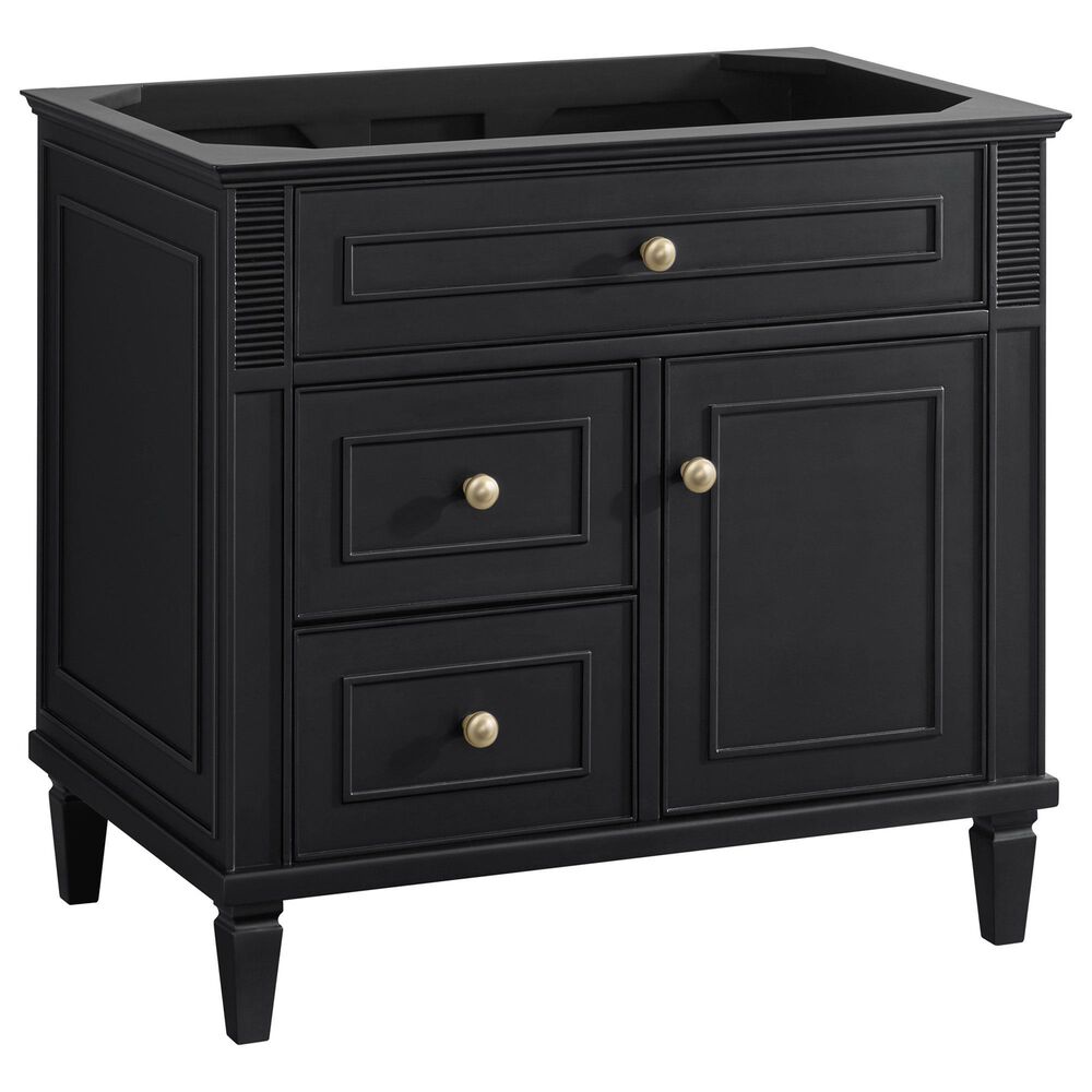 James Martin Vanities Lorelai 36&quot; Single Vanity in Black Onyx with 3 cm White Zeus Quartz Top, , large