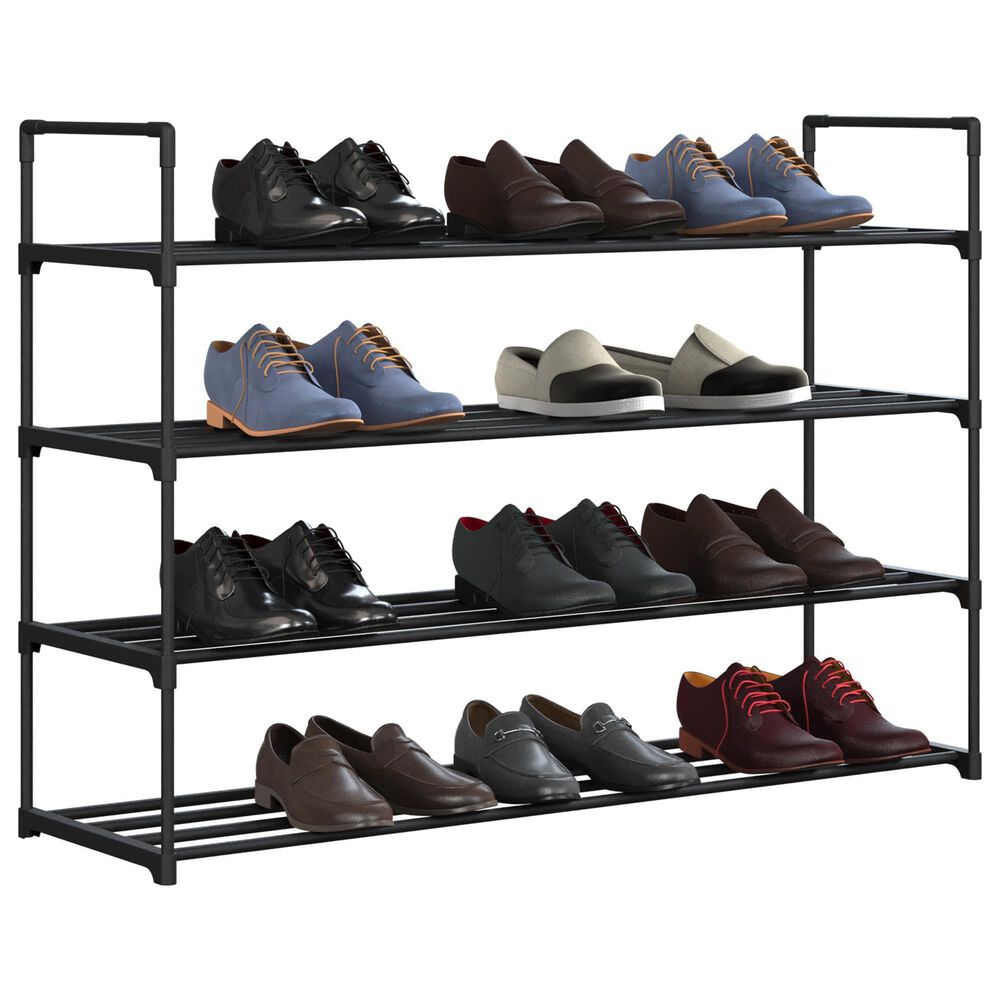 Timberlake 4-Tier Shoe Rack in Black, , large