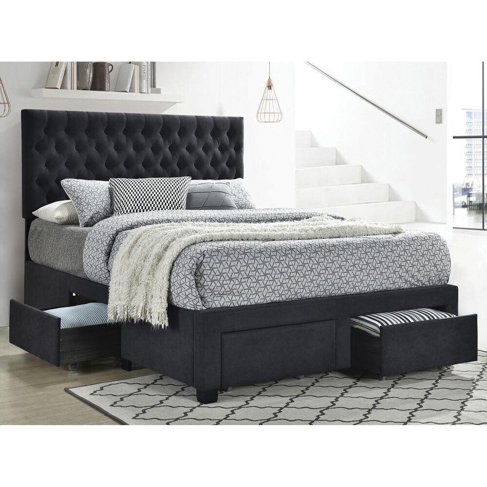 Pacific Landing Soledad Full Upholstered Storage Bed in Grey, , large