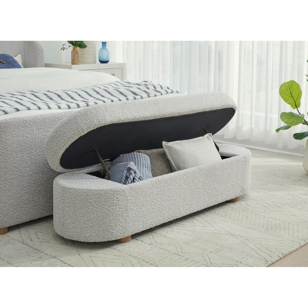 Urban Home Kiki Storage Bench in Cotton Ball Boucle, , large