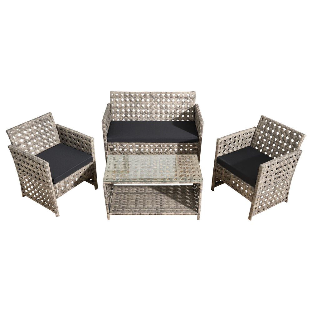 HOMLUX 4-Piece Patio Conversation Set in Black, , large
