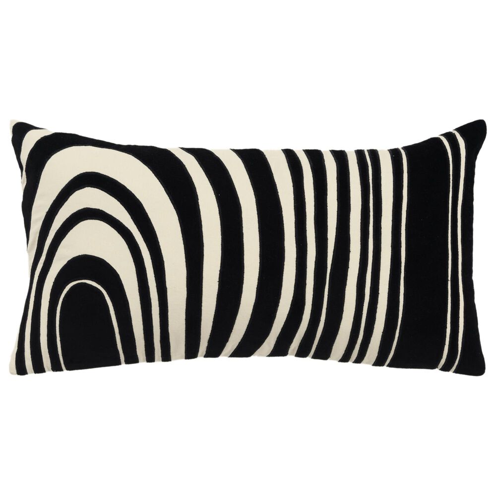 Rizzy Home 14" x 26" Abstract Down Filled Lumbar Pillow in Black and Natural, , large
