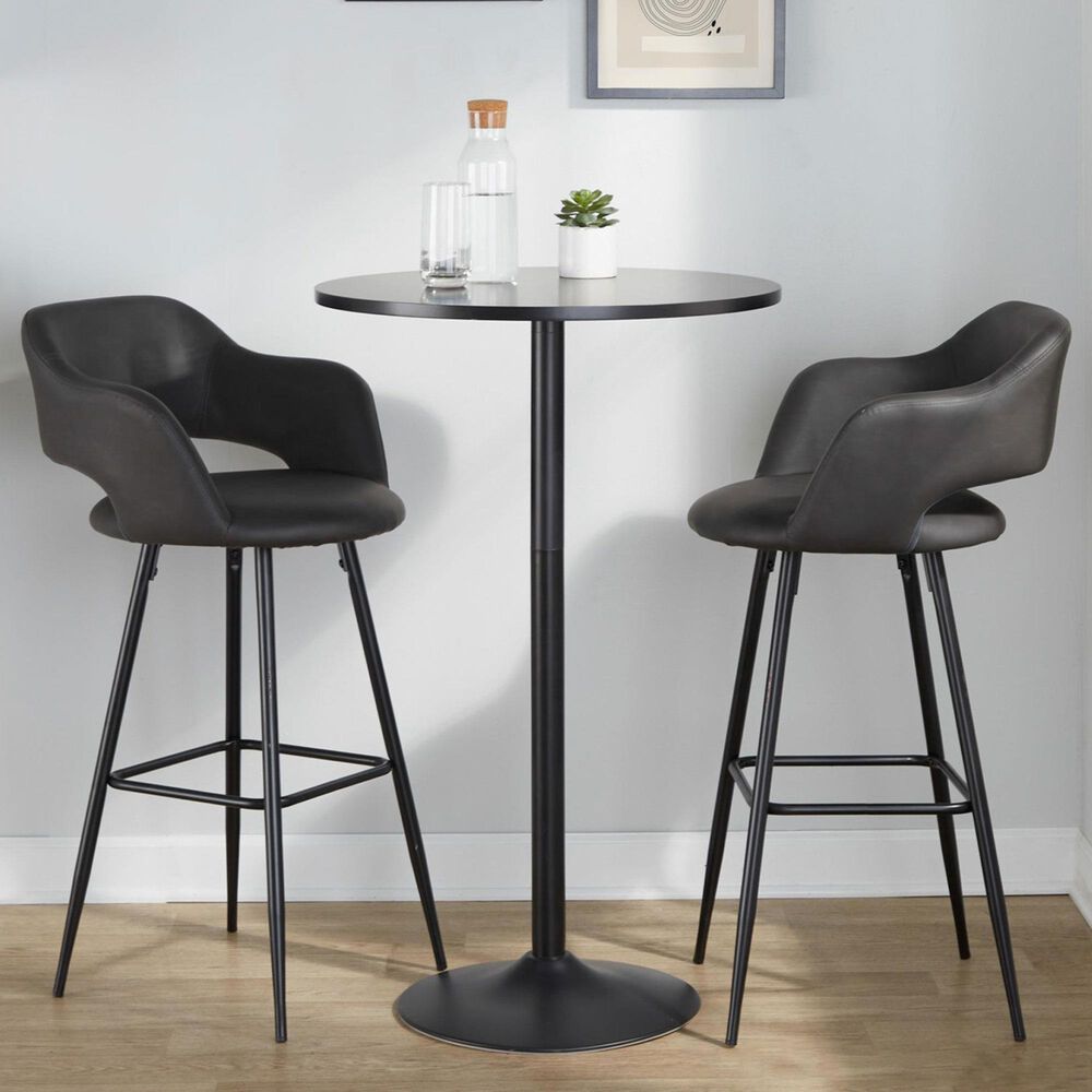 Lumisource Margarite Barstool with Grey Cushion in Black &#40;Set of 2&#41;, , large