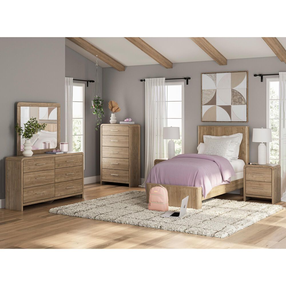 Ashley Gramburg 4 Piece Twin Panel Bedroom Set in Warm Brown, , large