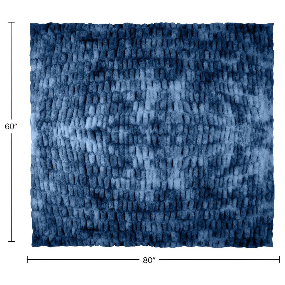 Timberlake 60" x 80" Ruched Faux Fur Throw Blanket in Blue, , large