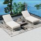 HOMLUX Adjustable Outdoor Chaise Lounge with Wheels and Creamy White Rattan in Beige (Set of 2), , large