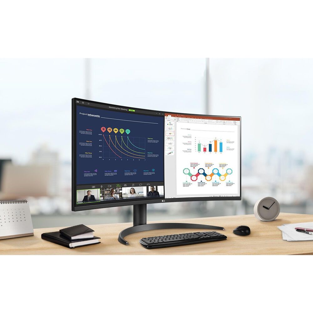 LG 34&quot; UltraWide QHD Curved Monitor with USB-C in Black, , large