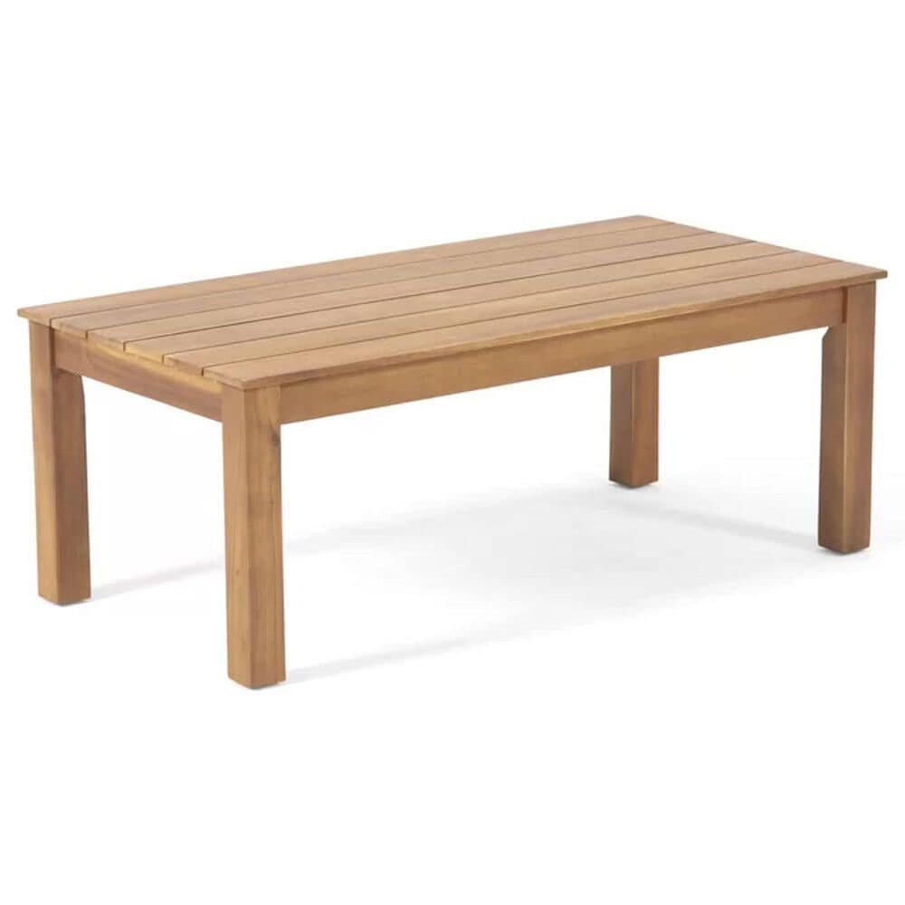 Hearth and Haven Temecula 4-Piece Outdoor Chat Set with Natural Rectangular Coffee Table in Cream, , large