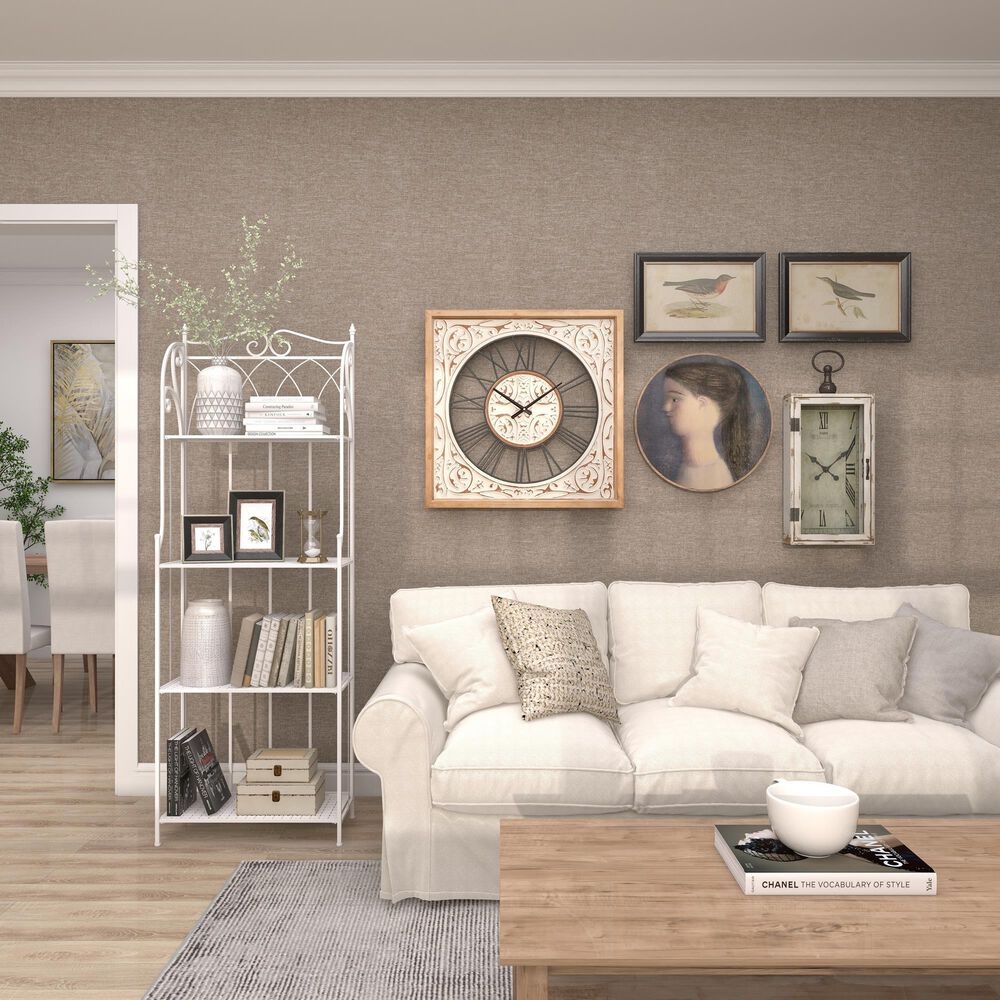 Maple and Jade 29&quot; Wall Clock in Distressed White and Brown, , large