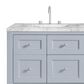 James Martin Vanities Breckenridge 60" Double Bathroom Vanity in Serenity Blue with 3 cm Carrara White Marble Top and Rectangular Sinks, , large