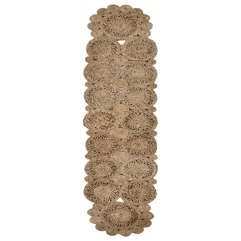 L.R. Home 1"4" x 6"8" Detailed Design Scallop Table Runner in Natural, , large