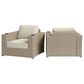 Hearth and Haven Outdoor Flat Arm Armchair Set with Gray Wicker in Cream (Set of 2), , large