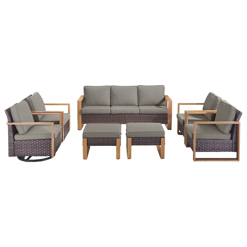 Sunwell Garden 7-Piece Patio Conversation Set in Gray, , large