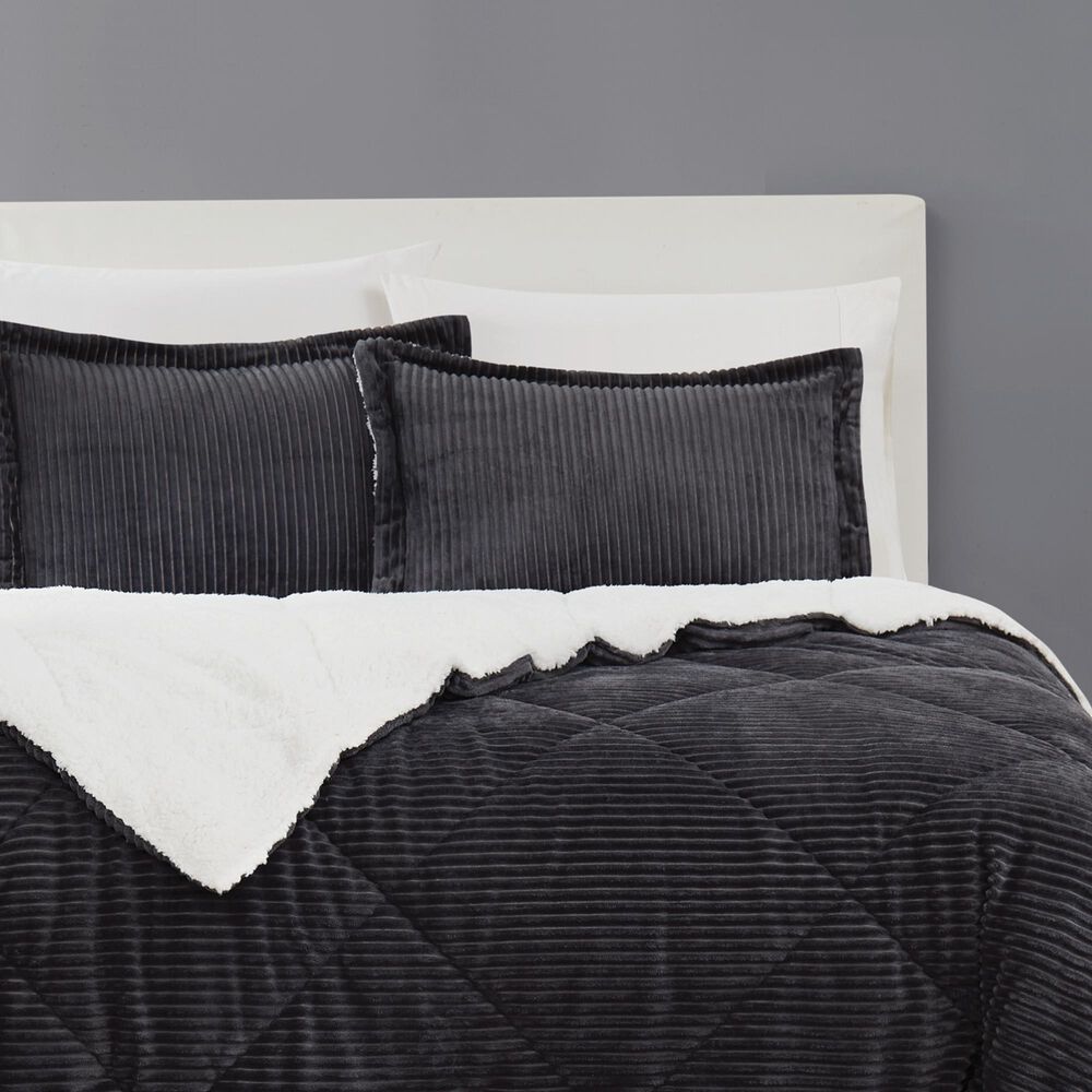 Pem America Corduroy 3-Piece Full/Queen Comforter Set in Grey, , large