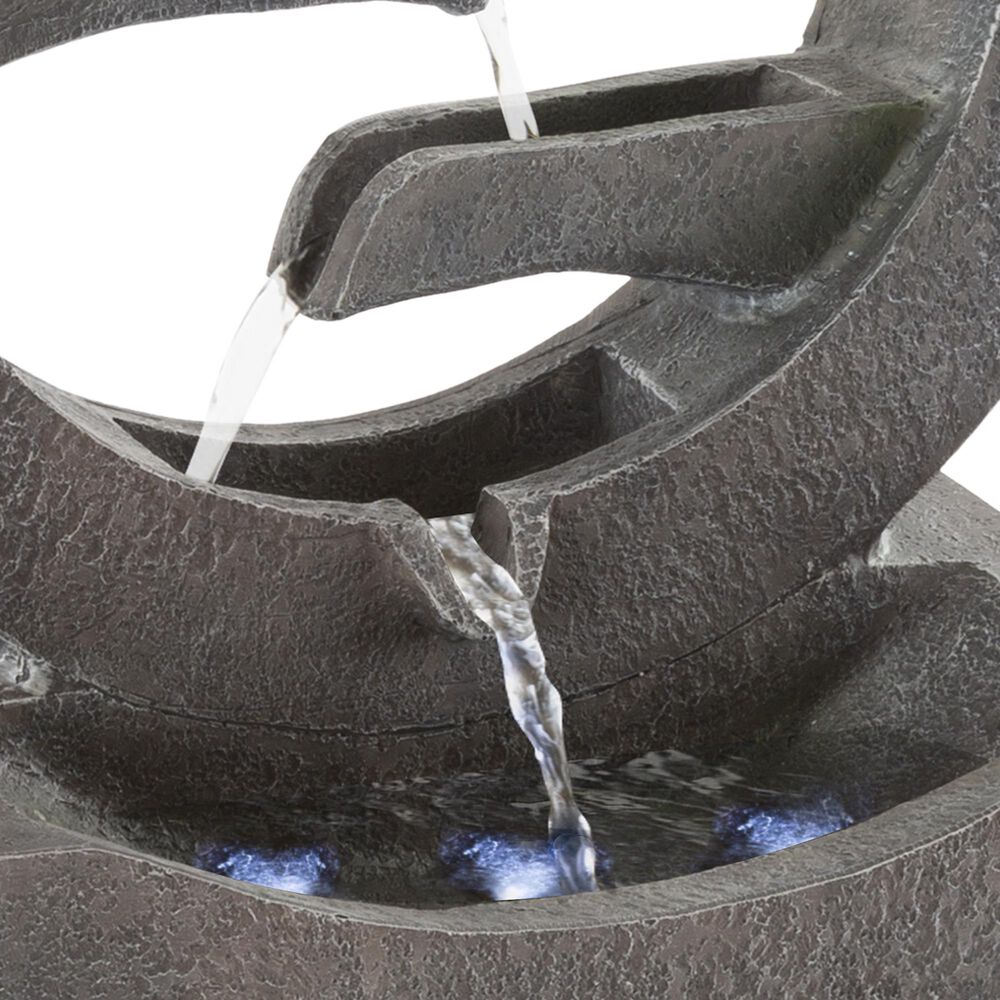 Timberlake Pure Garden Resin Round Cascade Fountain in Stone Gray, , large