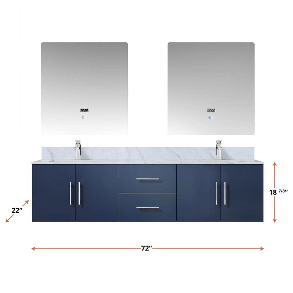 Lexora Home Geneva 72&quot; Double Bathroom Vanity Cabinet Only in Navy Blue and 30&quot; LED Mirrors, , large