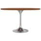 Leisuremod LeisureMod Verve Collection 48 Round Dining Table, Brushed Chrome Base with Cognac Brown MDF Top, , large