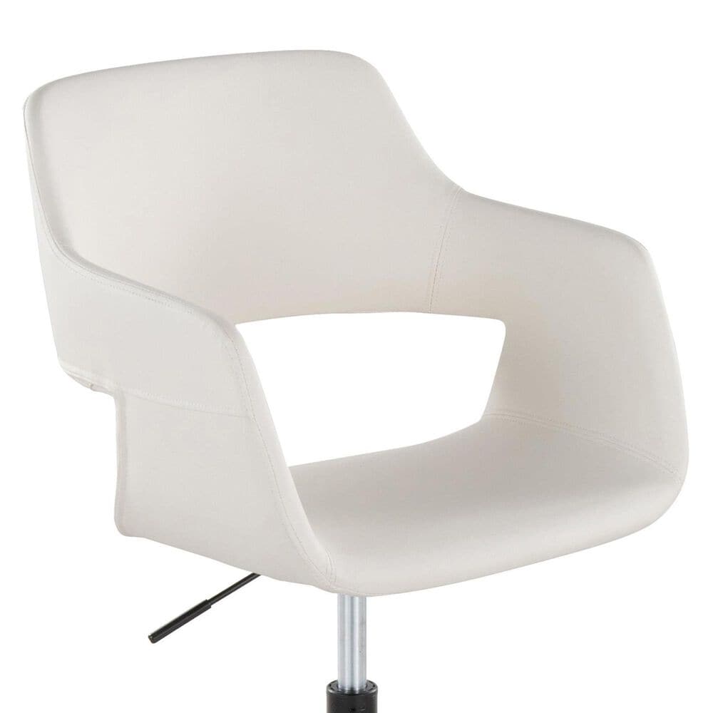 Lumisource Margarite Task Chair with White Faux Leather Cushion in Black, , large