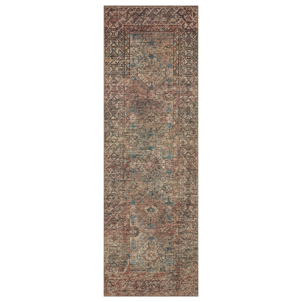 Amber Lewis x Loloi Billie 2" x 5" Aqua and Rust Runner, , large