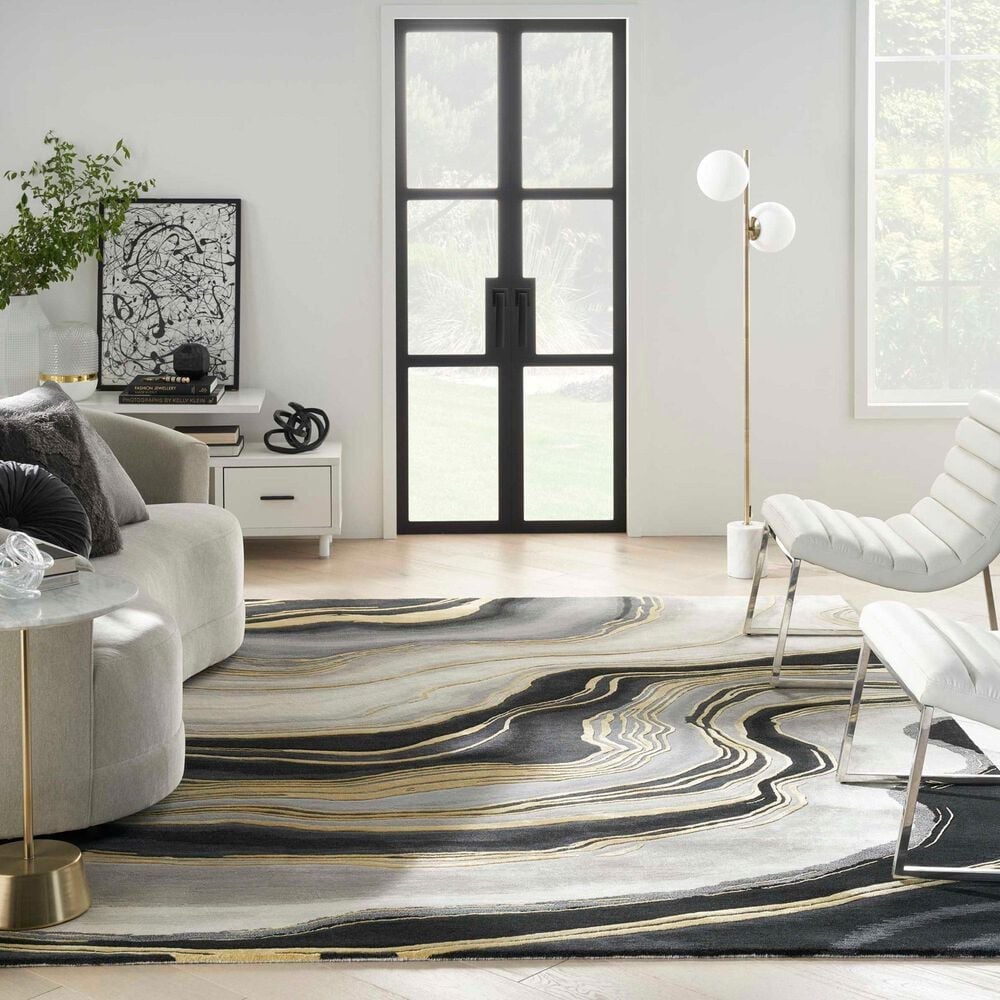 Nourison Prismatic Charcoal and Grey 7&#39;9&quot; x 9&#39;9&quot; Area Rug, , large