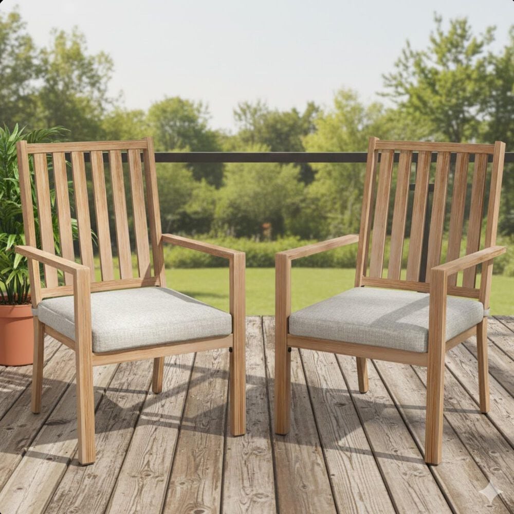 Hearth and Haven Outdoor All-Weather Aluminum Dining Chair in Gray (Set of 2), , large