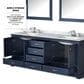 Lexora Home Dukes 80" Double Bathroom Vanity in Navy Blue with 2 cm White Carrara Marble Top and Rectangular Sinks, , large