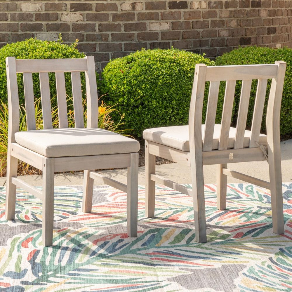 Linon Home Decor Teagon Patio Side Chair with Beige Cushion in Natural (Set of 2), , large