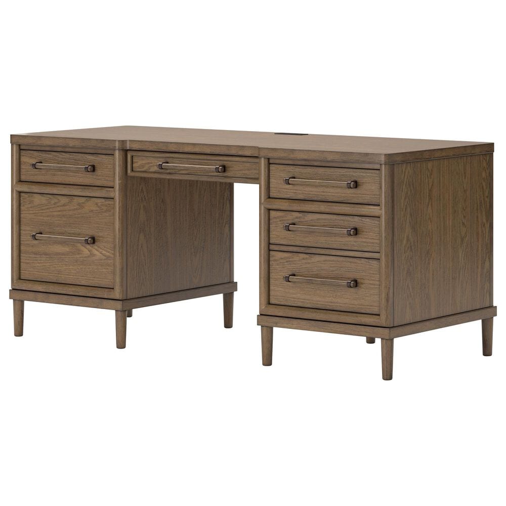 Ashley Roanhowe 2-Piece Desk and Bookcase Set in Brown Oak, , large