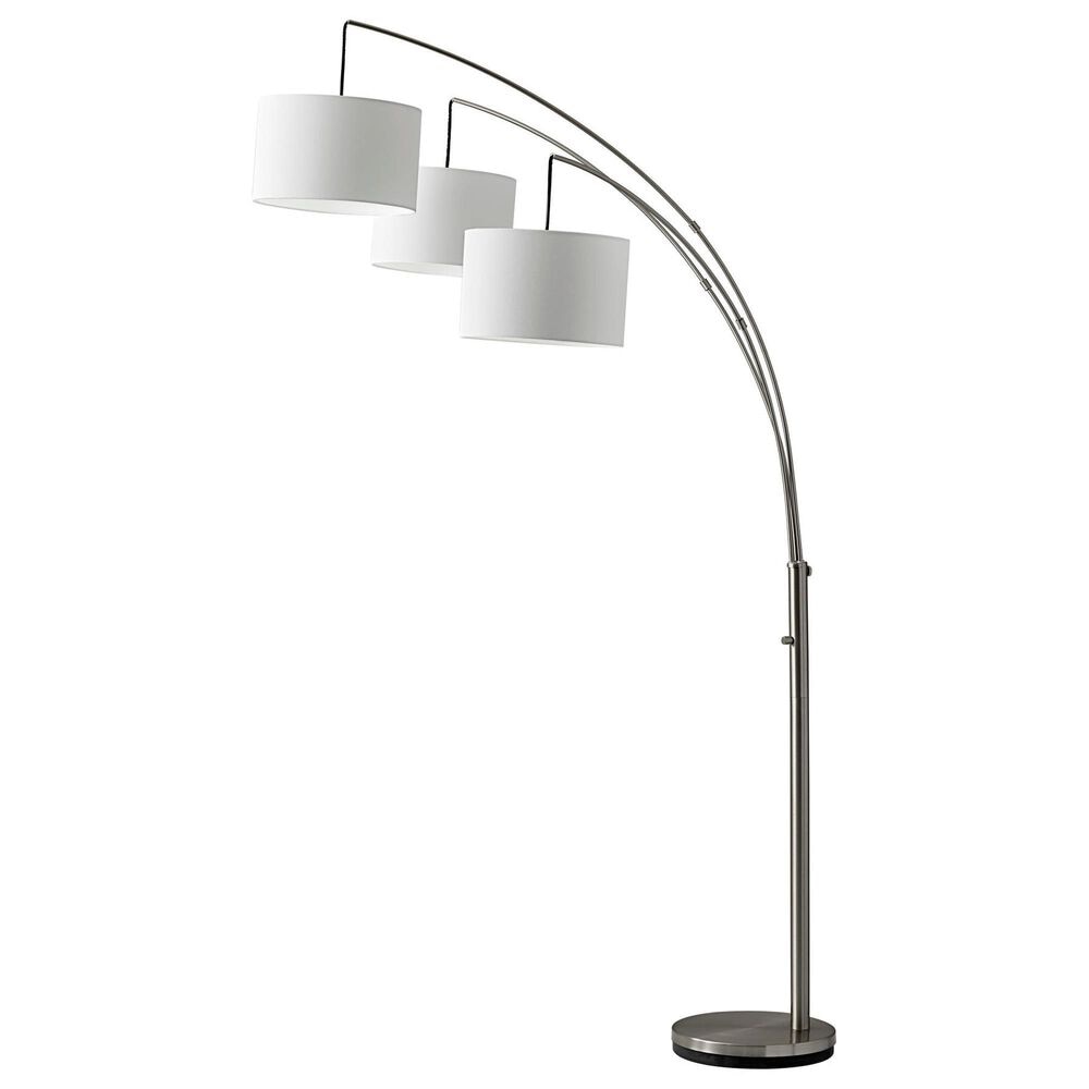 Adesso Trinity Arc Lamp in Satin Steel, , large