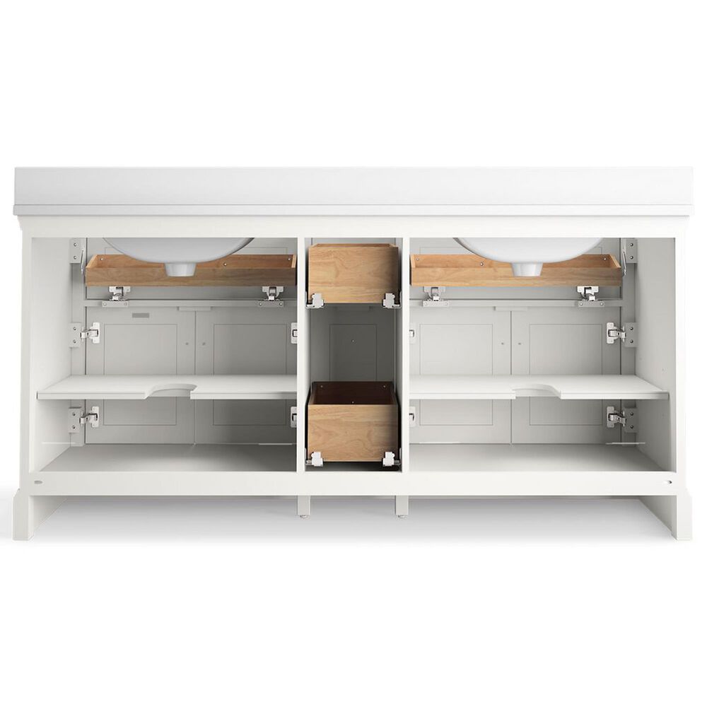 Kohler Charlemont 72&quot; Double Bathroom Vanity in White with 3 cm White Quartz Top and Rectangular Sinks, , large