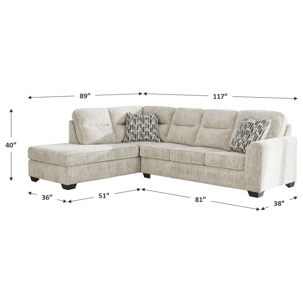 Ashley Lonoke 2-Piece Left Facing Sectional with Chaise in Parchment, , large