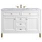 James Martin Vanities Chicago 48" Single Bathroom Vanity in Glossy White with 3 cm Carrara White Marble Top and Rectangular Sink, , large