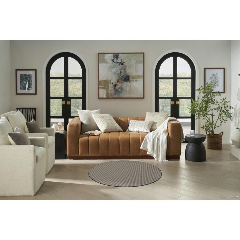 Nourison Courtyard Ivory and Charcoal 4&#39; Round Indoor/Outdoor Area Rug, , large