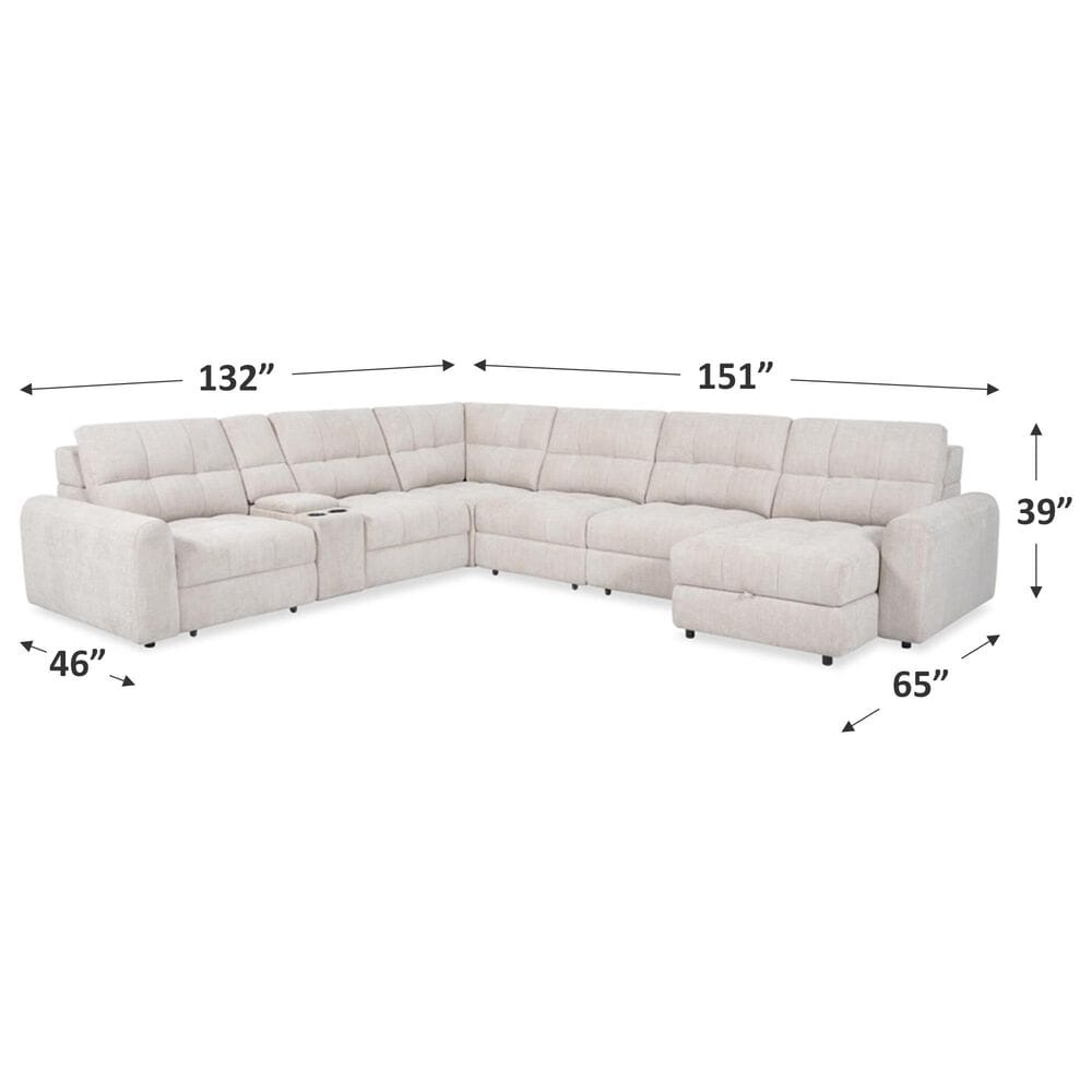Oxford Furniture 7-Piece Power Reclining Sectional in Brisbane Alibaster, , large