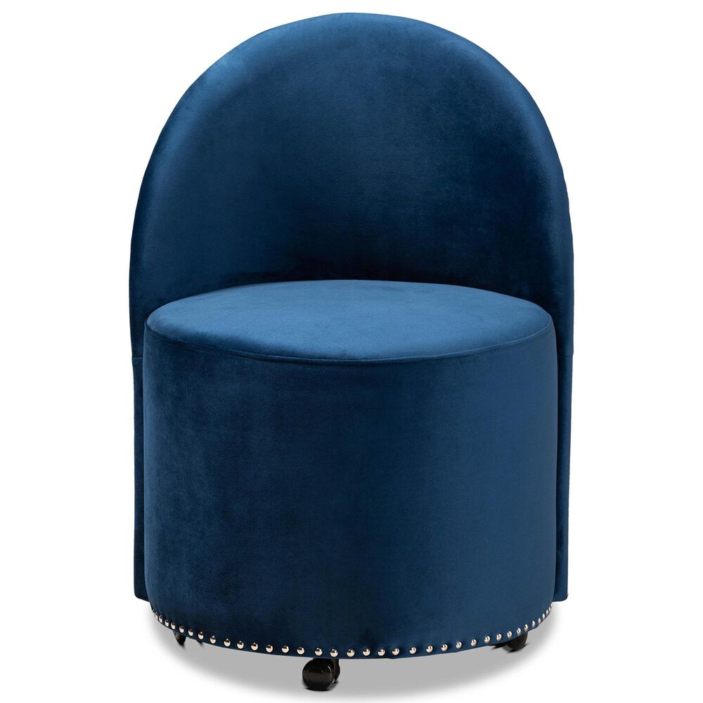 Baxton Studio Bethel Accent Chair in Navy Blue, , large