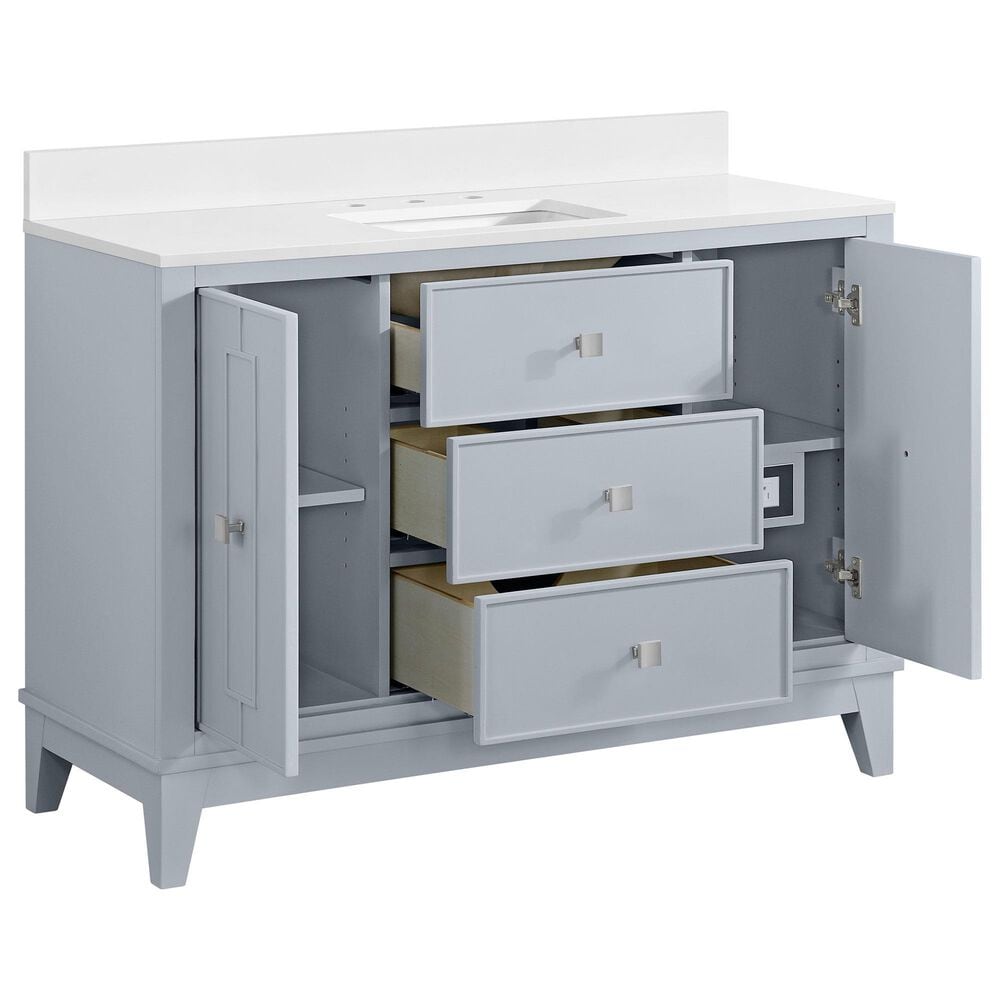 37B Kinsale 48" Single Bathroom Vanity Cabinet in Soft Blue with White Composite Stone Top and Backsplash, , large