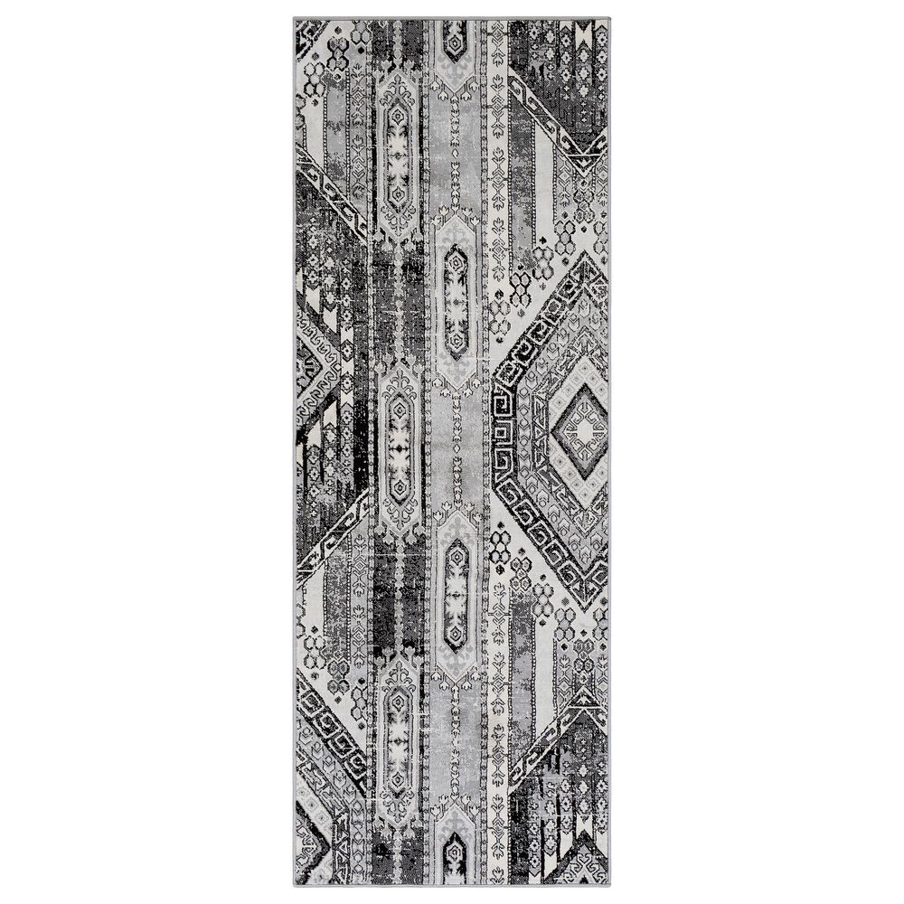 Surya Monaco MOC-2325 2'6" x 8' Black and Silver Gray Scatter Rug, , large