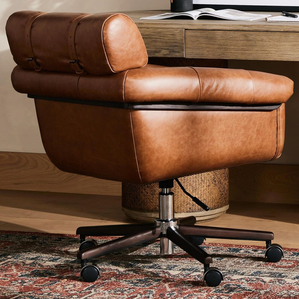 Four Hands Allston Desk Chair in Mocha Ash and Polished Aluminum, , large